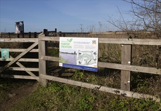 Information sign Sizewell C Consortium habitat creation project, Aldhurst Farm, Leiston, Suffolk,