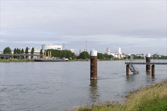 BASF, Lugwigshafen am Rhein, industrial area, bollard, jetty, Mannheim, Baden-Württemberg, Germany,