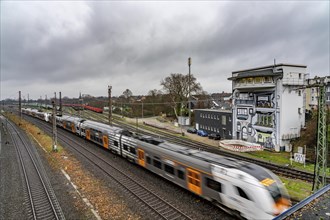 The Deutsche Bahn AG signal box in Mülheim-Styrum, controls train traffic on one of the busiest