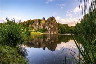 The Externsteine, a sandstone rock formation, Wiembecketeich, in the Teutoburg Forest, near