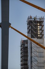 New construction of the motorway bridge Neuenkamp of the A40, over the Rhine near Duisburg,