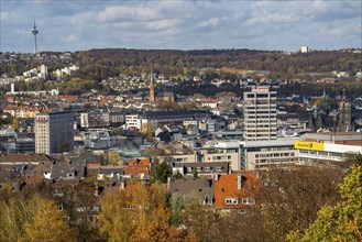 View over Wuppertal, to the north, city centre district Elberfeld, view over Nordstadt to