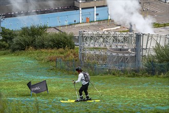 CopenHill, waste incineration plant and artificial ski slope, skiing with a view of the Øresund, 90