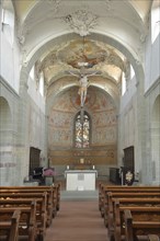 Interior view of the UNESCO Carolingian St Peter and Paul Church, Niederzell, Reichenau Island,