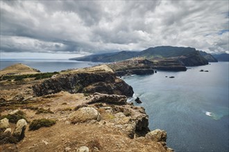 Madeira Island scenic rugged landscape view from Ponta do Sao Lourenco cape. Madeira, Portugal,