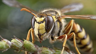 Animals, insect, symbol, close-up of a wasp, Vespula vulgaris, AI-generated, AI generated