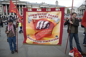 May Day march and rally at Trafalgar Square, London, England, UK May 1st, 2010 Communist Party of