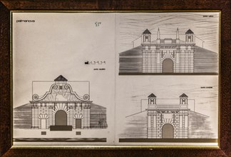 Sketch for city gates, military museum, planned city with star-shaped ground plan, Palmanaova,