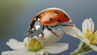 Animals, symbol, close-up of a ladybird, Coccinella septempunctata, AI-generated, AI generated