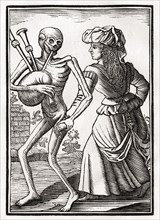 Der Tod kommt für die ungläubige Frau Aus Der Todten Tanz oder Der Tanz des Todes, Basel 1843,