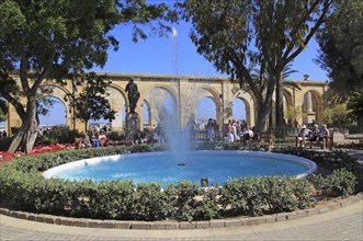 Water fountain in Upper Barrakka Gardens, Valletta, Malta, Europe