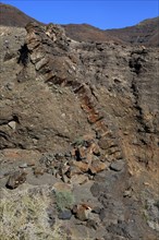 Igneous dyke geological intrusive structure, formation, Jandia peninsula, Fuerteventura, Canary