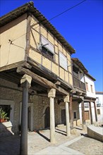 Traditional half-timbered architecture village buildings, Cuacos de Yuste, La Vera, Extremadura,