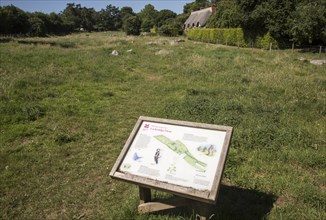 National Trust information board panel at Lockeridge Dene, near Marlborough, Wiltshire, England, UK