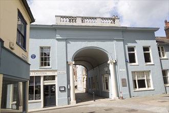 Historic archway, Elm Street and Lion Street, Ipswich, Suffolk, England, UK