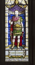 Saint Maurice stained glass Parish Church of St Aldhelm, Bishopstrow, Wiltshire, England, United