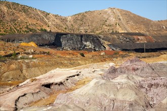 Lunar like despoiled landscape from opencast mineral extraction in the Minas de Riotinto mining