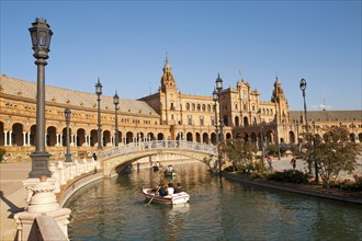 The Plaza de España, Seville, Spain built for the Ibero-American Exposition of 1929. It is a