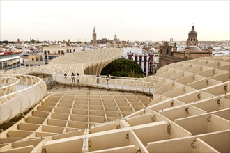 Metropol Parasol wooden structure in Plaza La Encarnación, Seville, Spain, architect Jürgen