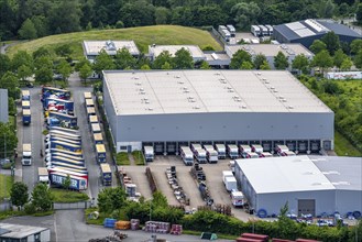 Truck, lorry, logistics company, logistics centre on the former Ewald colliery site in Herne, North