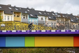 The Rainbow Bridge or Lego Bridge 2.0, over Dahler Straße, B7, undersides of bridges designed by