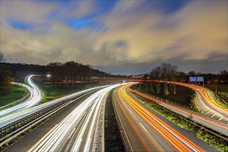 The Kaiserberg motorway junction, A40 motorway, Ruhr expressway, crosses the A3, bridge landscape,