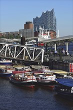 Germany, Hamburg, harbour, St. Pauli Landungsbrücken, Elbphilharmonie, Europe