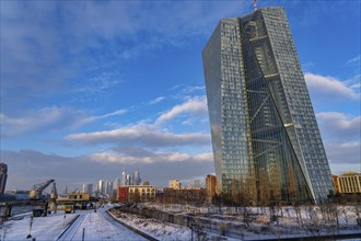 The skyline of Frankfurt am Main, skyscrapers of the banking district, building of the European