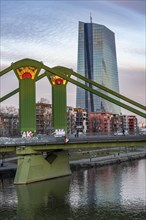 The building of the European Central Bank, ECB, on the Main, Flößerbrücke, in Frankfurt, Hesse,