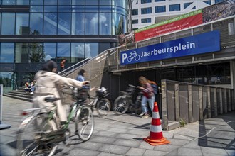 Entrance and exit of the bicycle car park at Utrecht Centraal station, Jaarbeursplein, Utrecht,