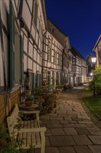 The old town centre of Hattingen, church square, at the church of St. George, half-timbered houses,