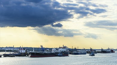 Gas tankers and refinery Esso Oil Terminal, Southampton, Hampshire, England, United Kingdom, Europe