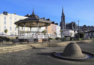 Town centre historic buildings and cathedral, Cobh, County Cork, Ireland, Irish Republic, Europe