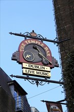 Sign for The Temple Bar traditional pub, city of Dublin, Ireland, Irish Republic, Europe