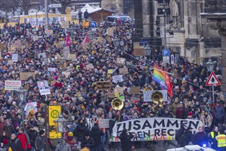 Several thousand people protested on Sunday in Dresden and elsewhere, against the AfD and in favour