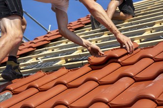 Roofing work, re-roofing of a tiled roof in the Palatinate