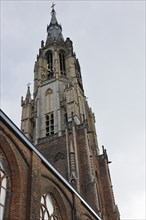 Historic city centre of Delft, New Church Tower, Nieuwe Kerk, Delft, Zuid-Holland, Netherlands