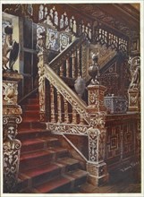 Furniture around the turn of the century 1900, Carved oak stairway, Godinton (1910, 1911), Carved