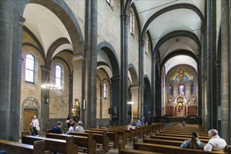 Interior view, Romanesque monastery church, Benedictine Abbey Maria Laach, Eifel,