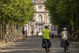 The Jägerhofallee in the Hofgarten, the central municipal park in Düsseldorf, view of Jägerhof