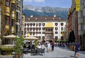 Golden Roof, late Gothic oriel at the New Court, Innsbruck Old Town, Innsbruck, Tyrol, Austria,