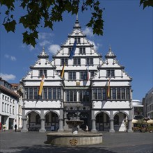 Town Hall on Rathausplatz, Weser Renaissance, Paderborn, Westphalia, North Rhine-Westphalia,