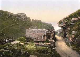 Tintagel Castle, Tintagel Castle, on a peninsula on the west coast of Cornwall, In legend it is