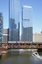 Chicago L Elevated elevated metro railway on a bridge public transport in Chicago, USA, North