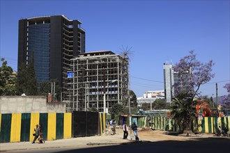 Addis Ababa, city centre, new building, high-rise, office building, construction site, Ethiopia,