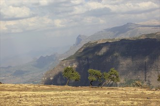 In the highlands of Abyssinia, in the Semien Mountains, landscape in Semien Mountains National