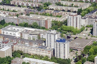 Aerial view, Mümmelmannsberg, estate, house, apartment block, block of flats. Apartment block,