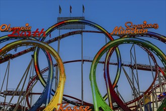 Olympic five-loop, rollercoaster, Oktoberfest, Festwiese, Theresienwiese, Munich, Upper Bavaria,