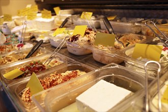 Variations of cream cheese in the cheese counter