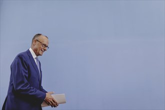 Friedrich Merz, CDU party chairman, at the Federal Press Conference on the consequences of Solingen